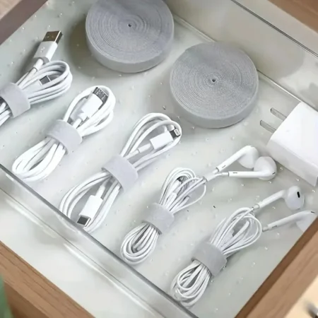 ⁦1–5M Cable Organizer Tape – Wire Winder & Cord Management for Phones & Gadgets⁩ - الصورة ⁦3⁩