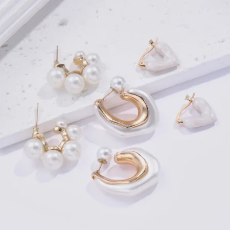 3PCS Pearl Heart Hoop Earrings Set – Vintage Chic | Elegant & Trendy Jewelry Gift for Her