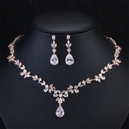 ZAKOL Luxury AAA Zircon Jewelry Set – Crystal Dubai Wedding Earrings & Necklace - Image 2