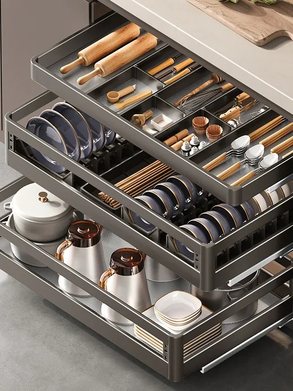Kitchen Basket Cabinet Stainless Steel Drawer Dish Storage