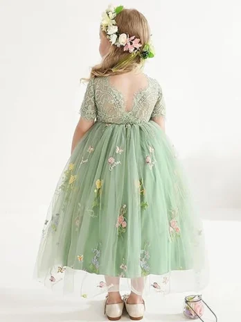 Girls Green Tulle Princess Dre...