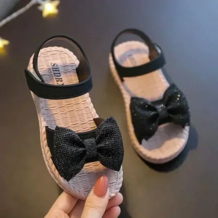 2024 Girls’ Summer Sandals – Princess Style Bow Tie Kids Shoes, Non-Slip Casual Beach Footwear - Image 4