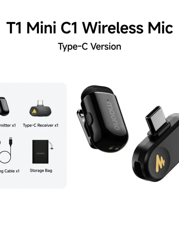 ميكروفون لاسلكي صغير من ماونو T1 - إلغاء الضوضاء لأجهزة iPhone وAndroid والكمبيوتر الشخصي