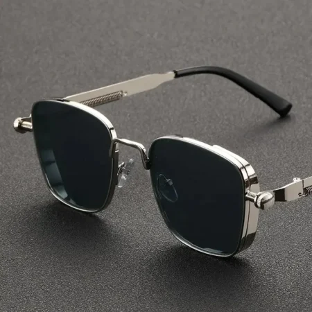 Men’s Vintage Steampunk Driving Sunglasses – Metal Frame with Spring Hinges, Unisex - Image 2
