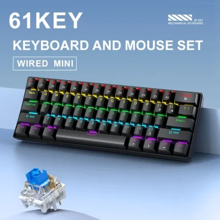 APAYADO K61 Mini Mechanical Keyboard – 60% RGB Wired Gaming Keyboard (Red/Blue Switch, Black/White) - Image 4