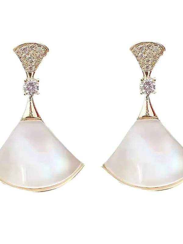 أقراط فاخرة أنيقة على شكل مروحة - مجوهرات صيفية خفيفة الوزن وعصرية للنساء