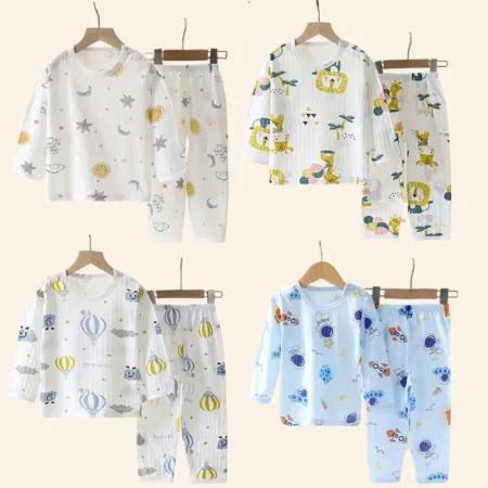 Children's Cotton Sleepwear Set – Long/Short Sleeve Tops & Pants for Boys & Girls - Image 4