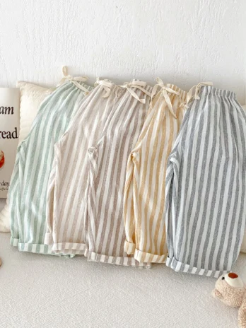 Vintage Linen Cotton Stripe Pa...