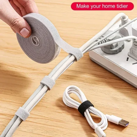 ⁦1–5M Cable Organizer Tape – Wire Winder & Cord Management for Phones & Gadgets⁩ - الصورة ⁦4⁩
