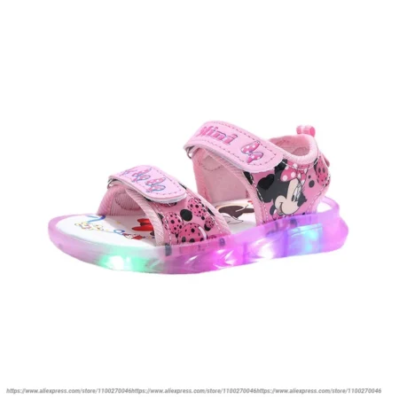 Disney Mickey/Minnie LED Sandals – Light-Up Princess Shoes for Kids