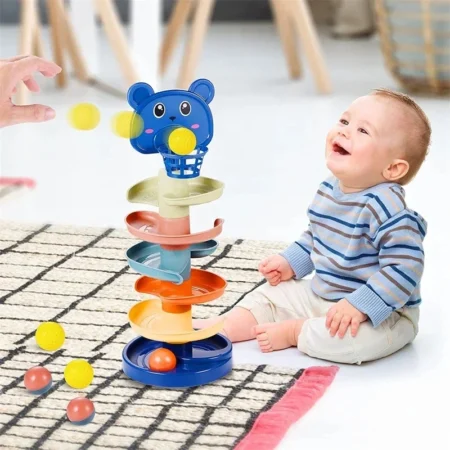⁦Montessori Rolling Ball Tower – Educational Stacking Toy for Babies & Toddlers⁩ - الصورة ⁦4⁩