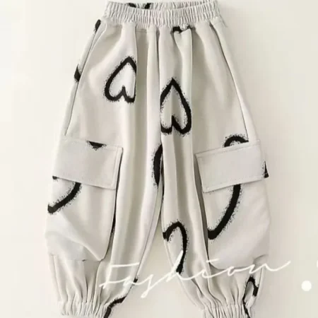 Kids' Heart Print Hoodie & Pants Set | 2-Piece Tracksuit for Boys & Girls (Spring/Winter) - Image 2