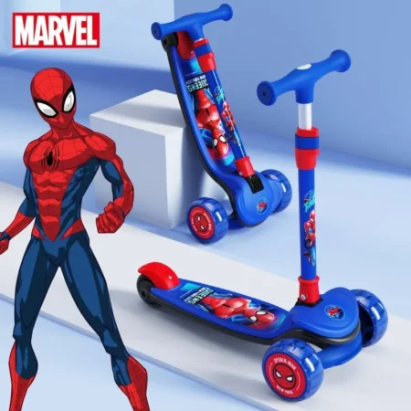 Marvel Avengers 2-in-1 Spiderman Kids Scooter – Foldable Cartoon Pedal Toy & Ride-On Gift