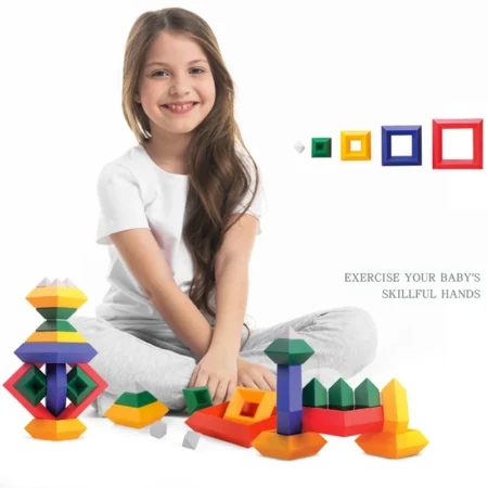 Kids 3D Geometry Construction Set – Pyramid Building Blocks, Montessori STEM Space Game, Educational Toy for Boys & Girls - Image 4