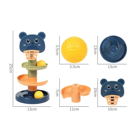Montessori Rolling Ball Tower – Stacking Track Toy for Infant Skill Development