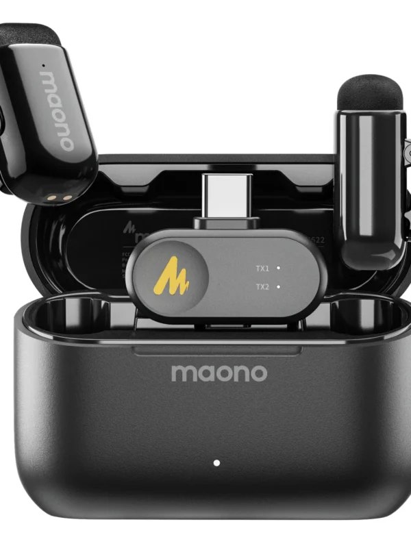 ميكروفون Maono T1 Mini اللاسلكي - مشبك إلغاء الضوضاء بالذكاء الاصطناعي للتدوين بالفيديو ومقاطع الفيديو