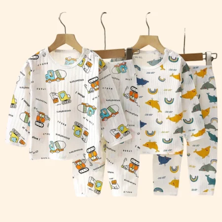 Children's Cotton Sleepwear Set – Long/Short Sleeve Tops & Pants for Boys & Girls - Image 2