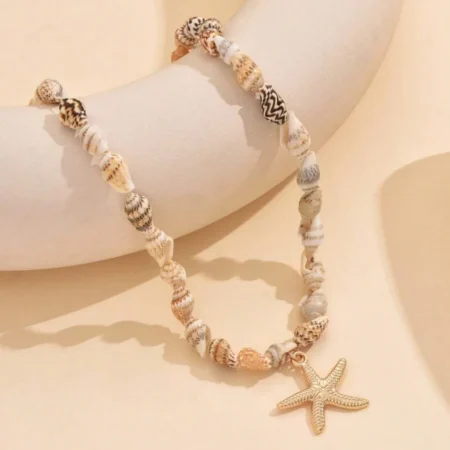 ⁦Boho Seashell Choker Necklace – Beach Conch & Starfish Pendant for Women⁩ - الصورة ⁦2⁩