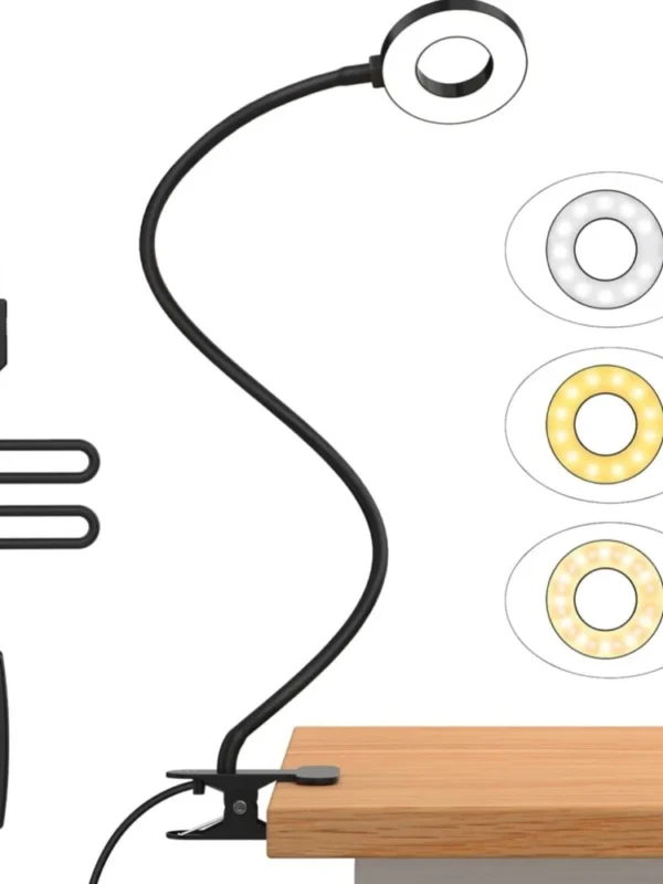 مصباح قراءة LED مع مشبك بثلاثة ألوان