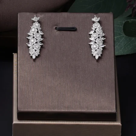 ⁦4Pcs Luxury Bridal CZ Jewelry Set – Dubai Nigerian Crystal Wedding Necklace⁩ - الصورة ⁦4⁩