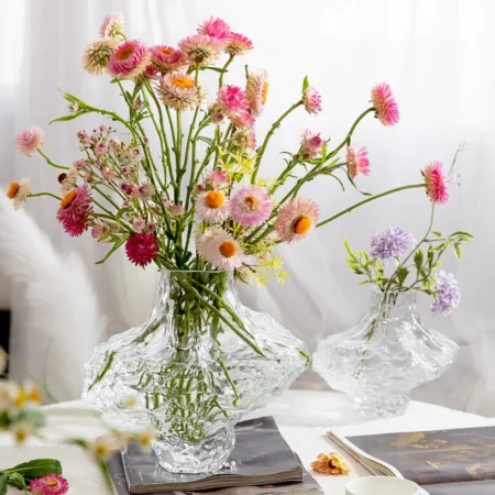 ⁦Nordic Frosted Glass Vase – Minimalist Modern Home Flower Decoration⁩ - الصورة ⁦2⁩