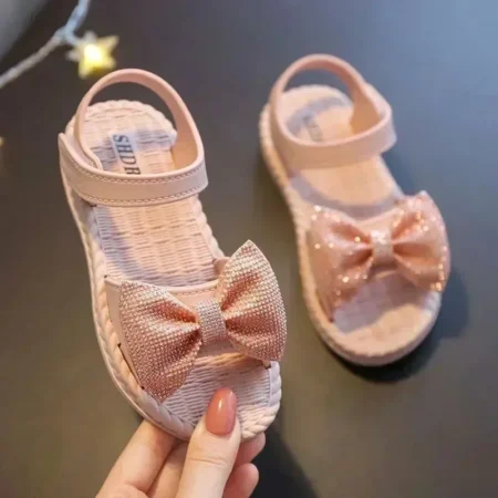 2024 Girls’ Summer Sandals – Princess Style Bow Tie Kids Shoes, Non-Slip Casual Beach Footwear - Image 5