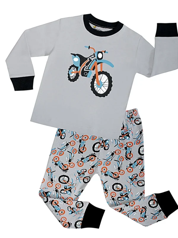 Baby Boys Motorcycle Pajama Set – Cartoon Sleepwear for 1-2 Years