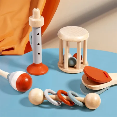 ⁦5Pcs Baby Musical Rattle Set – Sensory Montessori Toys for Early Learning⁩ - الصورة ⁦3⁩