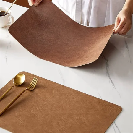 Faux Leather Table Place Mats Set