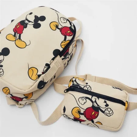Disney Mickey Mouse Backpack – Lightweight Nylon School Bag with Detachable Pouch - Image 3