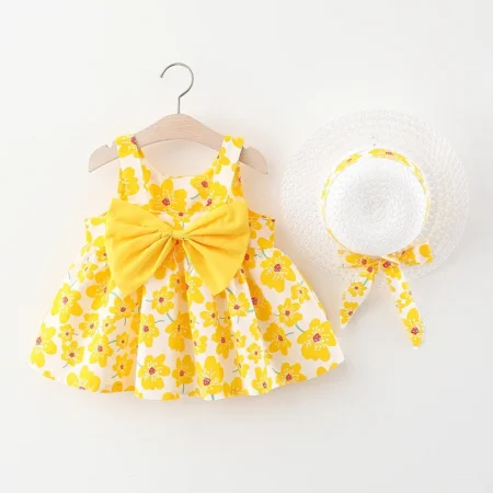 2-Pack Baby Girl Summer Dresses – Floral Print with Big Bow (0–3Y)
