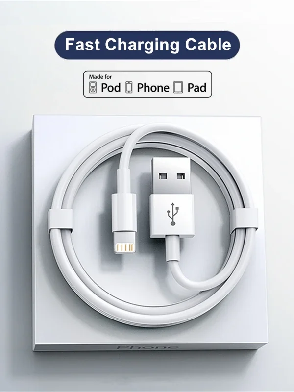 Fast Charging USB Cable for iPhone – Original Quality, 1m/2m/3m