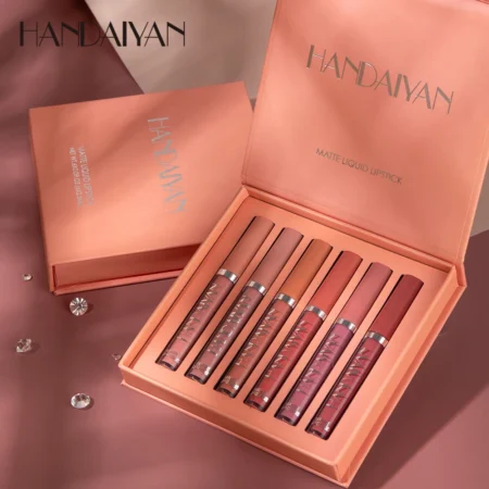 HANDAIYAN 6-Piece Matte Liquid Lipstick Set – Long-Lasting, Non-Stick Lip Gloss Gift Box - Image 4