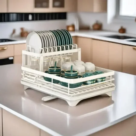 2-Tier Dish Drying Rack – Adjustable Kitchen Organizer for Plates, Cups & Cutlery - Image 2