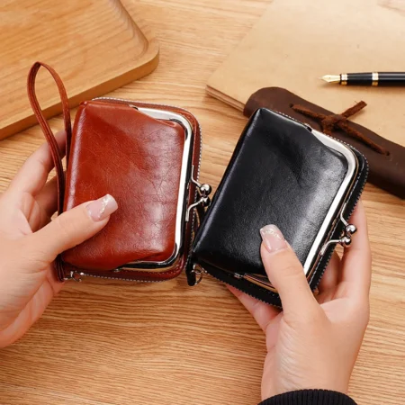 ⁦Women's Wallet Wrist Strap Short Retro Storage Bag⁩ - الصورة ⁦2⁩