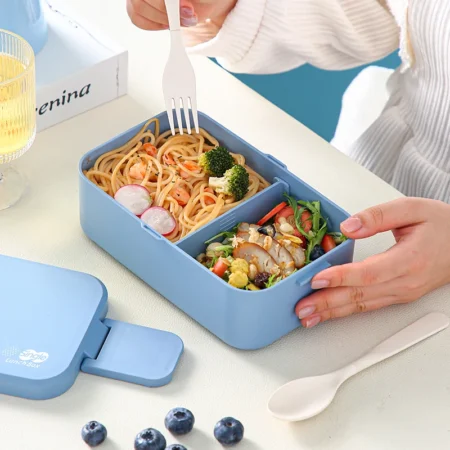 3-in-1 Bamboo Fiber Bento Lunch Box – Double-Layer Microwavable Food Container for Kids & School - Image 2