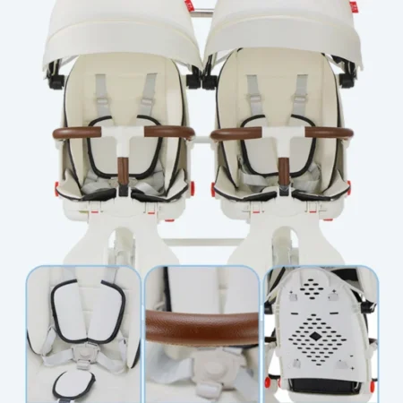 ⁦Foldable Twin Baby Stroller – Double Portable Infant Carriage with 4 Wheels⁩ - الصورة ⁦5⁩