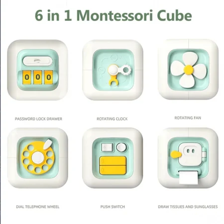 Montessori 6-in-1 Busy Board Cube – Sensory Activity Toy for Toddlers - Image 5