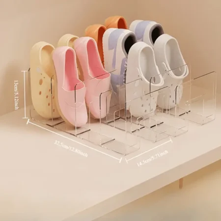 ⁦1pc Acrylic Kids Shoe Organizer – 4-Compartment Transparent Storage Rack⁩ - الصورة ⁦6⁩