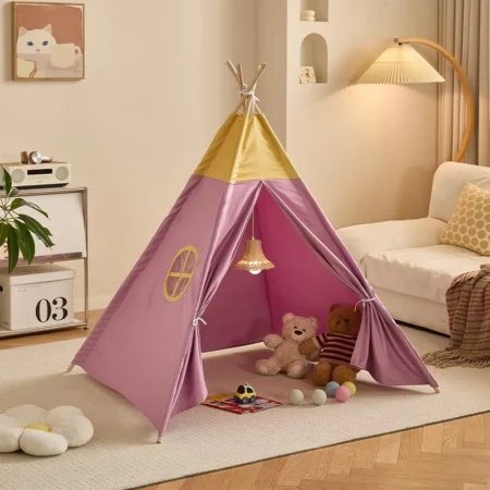 1.6M Kids Play Tent – Foldable Triangle Teepee for Boys & Girls, Indoor/Outdoor Playhouse for Hands-On Fun & Home Activities - Image 3