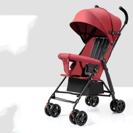 Foldable Infant Cart with 360° Wheels, Adjustable Backrest, Canopy & Storage Basket - Image 3