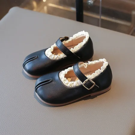 2025 Girls’ Princess Flats – Sweet Pleated Lolita Leather Shoes for Kids, Casual & Versatile Walking Shoes - Image 3