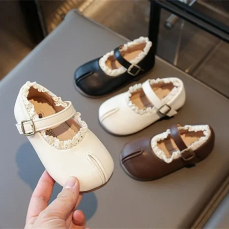 2025 Girls’ Princess Flats – Sweet Pleated Lolita Leather Shoes for Kids, Casual & Versatile Walking Shoes - Image 2