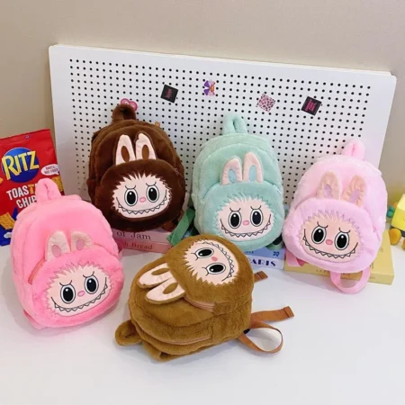 Cute Plush Toy Backpack for Girls – Cartoon Grab Machine Design with Bubble Toys for Teens & Kids