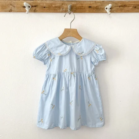 ⁦Summer Toddler Princess Dress – Embroidered Flower & Flying Sleeves for Girls 1-6 Years⁩ - الصورة ⁦2⁩