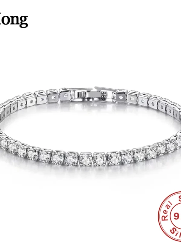 سوار تنس من الفضة الإسترلينية عيار 925 من ليهونغ - كريستال زركونيا 4 مم