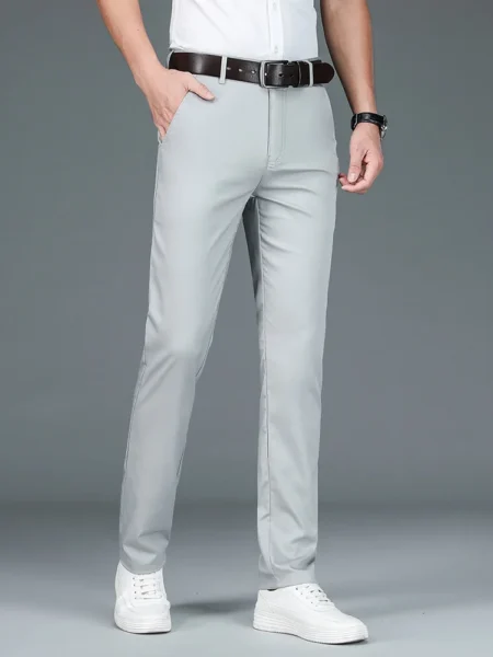 High Quality Luxury Straight Business Suit Pants Men Bamboo Fiber Designer Spring Summer Elegant Casual Long Formal Trouser Male - Image 2