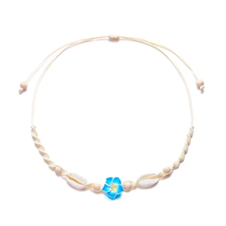 Bohemian Shell Flower Pendant Choker – Hand-Woven Rope Necklace for Women - Image 3