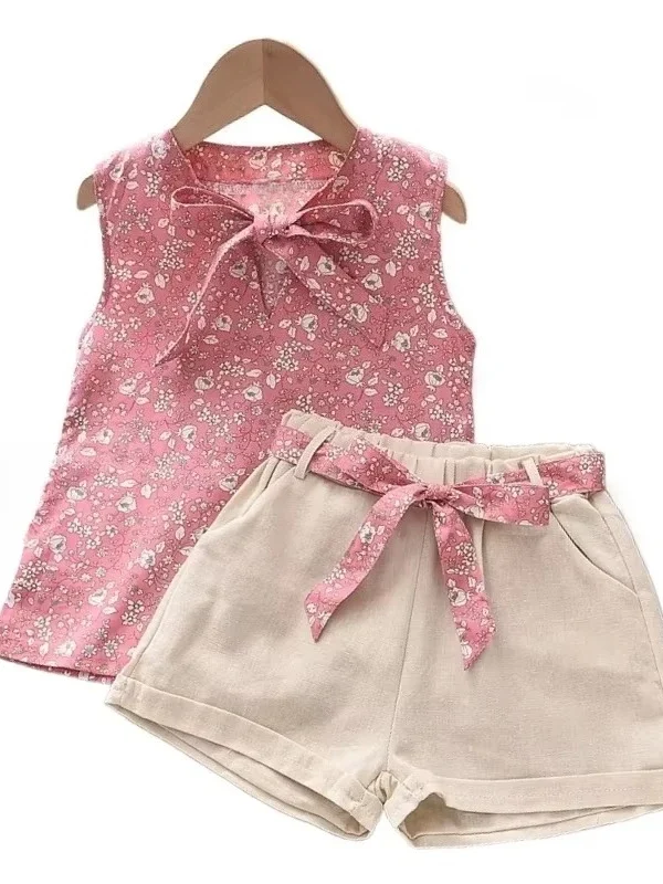 Summer Baby Girls 2PCS Sleeveless Vest & Shorts Set – Toddler Casual Tracksuit