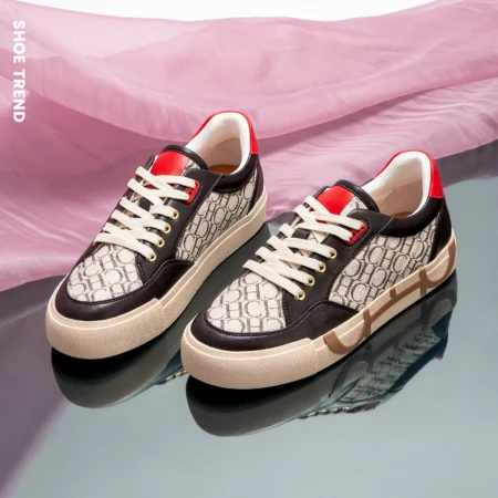 Luxury Brand Women's Flat Sneakers – Breathable Letter Print Woven Casual Shoes - Image 3